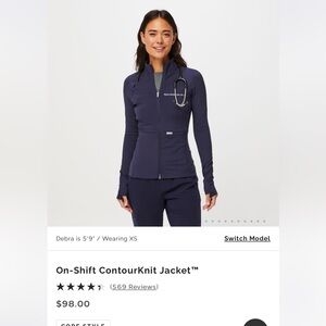 Figs on shift contour shift jacket XL navy blue